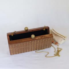 Wood Clutch With Gold Studs