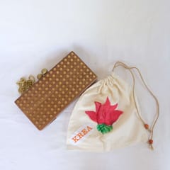 Wood Clutch With Gold Studs