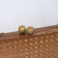 Wood Clutch With Gold Studs