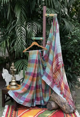 Multicolor checks Saree