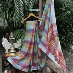 Multicolor checks Saree