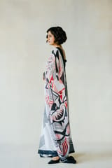 Black & White Chinon Saree