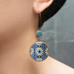 Hoop With Beads - Ajrakh Blue