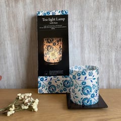 Tea Light Lamp with Base - Blue Chintz