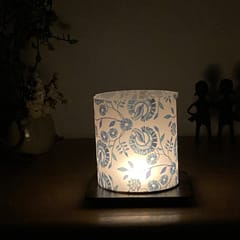 Tea Light Lamp with Base - Blue Chintz