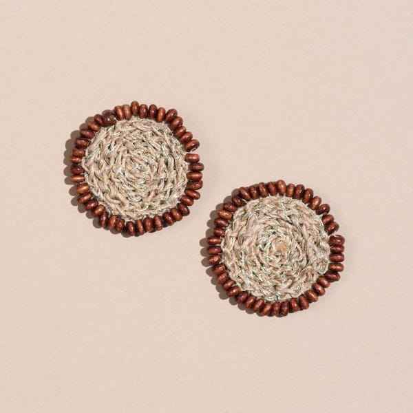 Jute & Wooden Beads Crochet Studs