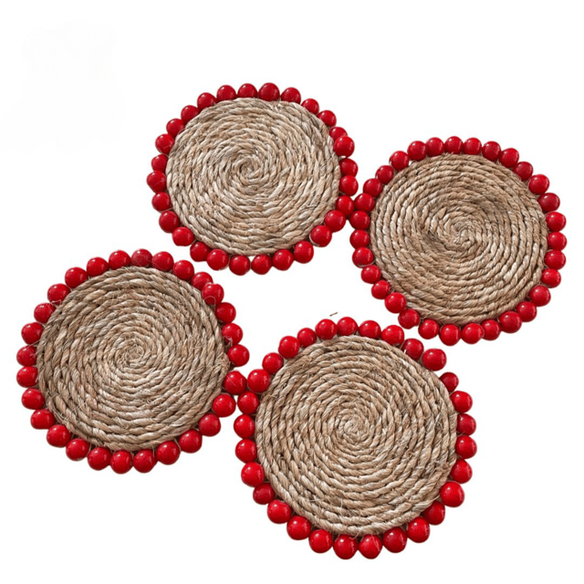 Banana Fibre Coasters Red