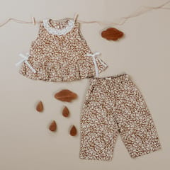 Kattan Kids Girls brown co ords