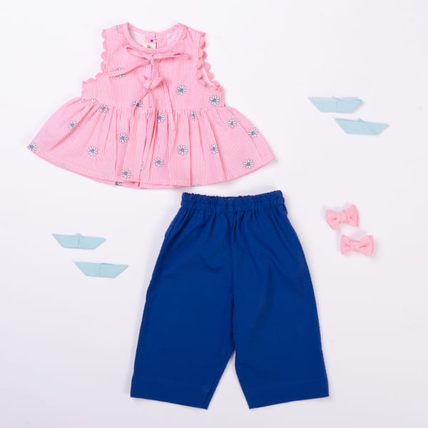 Girls Pink & Blue Ocean Breeze Co Ord Set