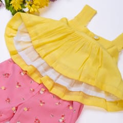 Kattan kids yellow pink co ords set