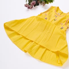 Kattan Kids Girls Yellow Pink Anna Dragonfly Dress