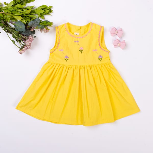 Girls Yellow Anna Dragonfly Dress
