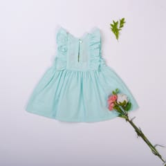 Girls Powder Blue Heart Embroidered Dress by Kattan Kids Wear