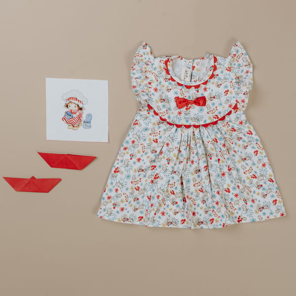 Girls Printed Berry Cotton Dress