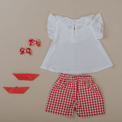 Kattan Kids White and Red Co ords set girls