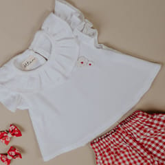 Kattan Kids White and Red Co ords set